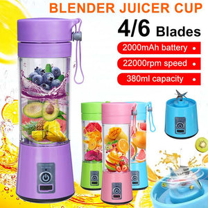 380ml 4/6 Blades Portable Electric Fruit Juicer Home USB Rechargeable Smoothie Maker Blenders Machine Sports Bottle Juicing Cup